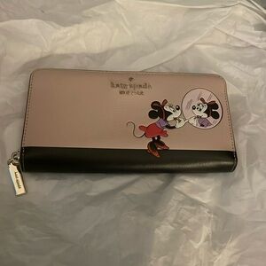 Kate Spade Mini Mouse Leather pink Wallet Black Trim NEW NO TAGS